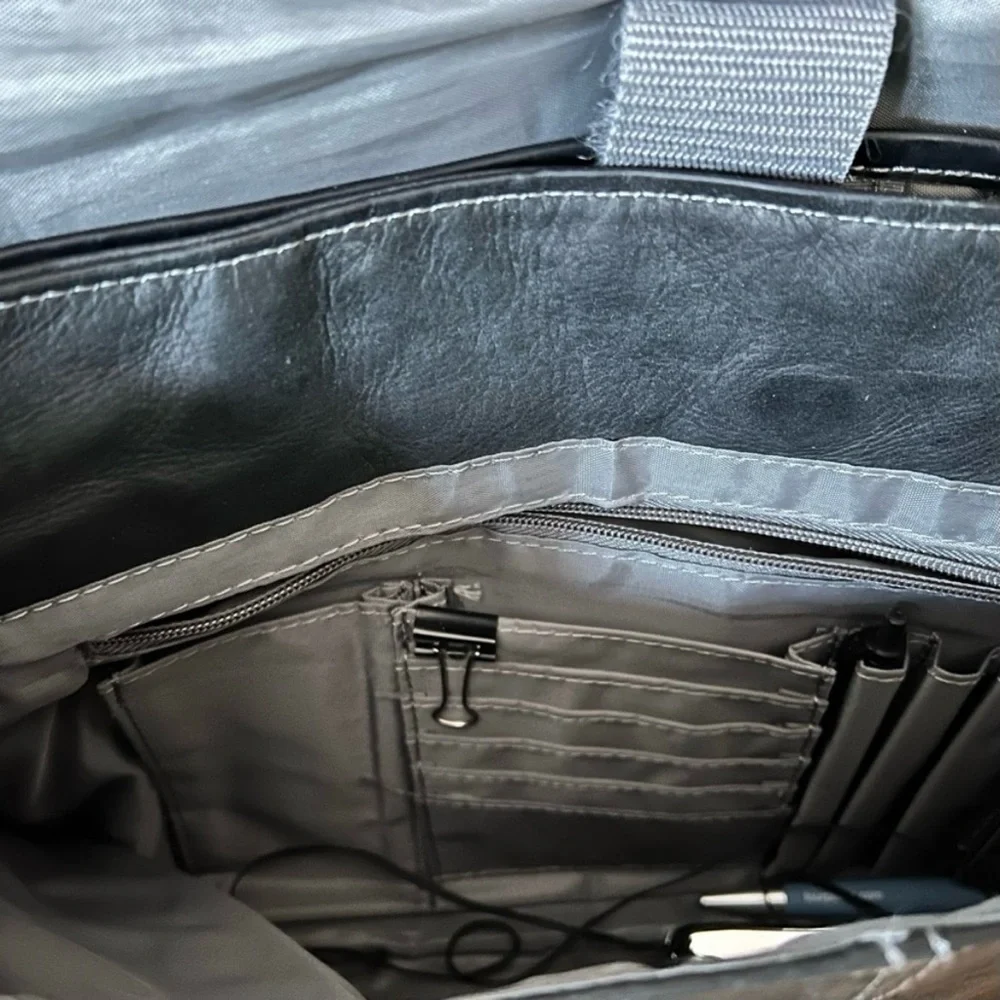 Classic Black Leather Messenger Bag